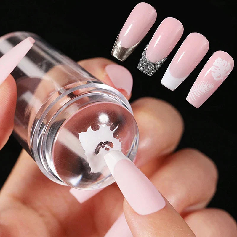 Clear Jelly Nail Stamper Set - Silicone Nail Art Stamp Tool with Scraper for Manicure Designs