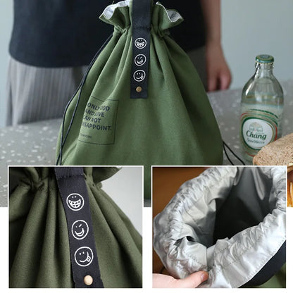 Canvas Lunch Bag – Portable Bento Box Handbag for Outdoor Picnic, School, and Food Storage, Fresh-Keeping Tote Accessory