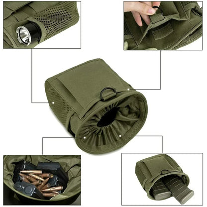 Molle Dump Pouch – Adjustable Hunting Magazine Recovery Bag, Ammo Belt Waist Fanny Pack, Holster Bag