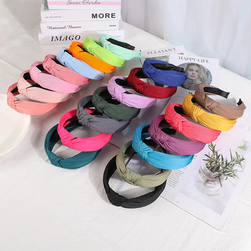 New Knotted Headbands for Women & Girls – Solid Color Hair Bands, Simple Retro Hair Hoop, Makeup Headwear, Hair Accessories