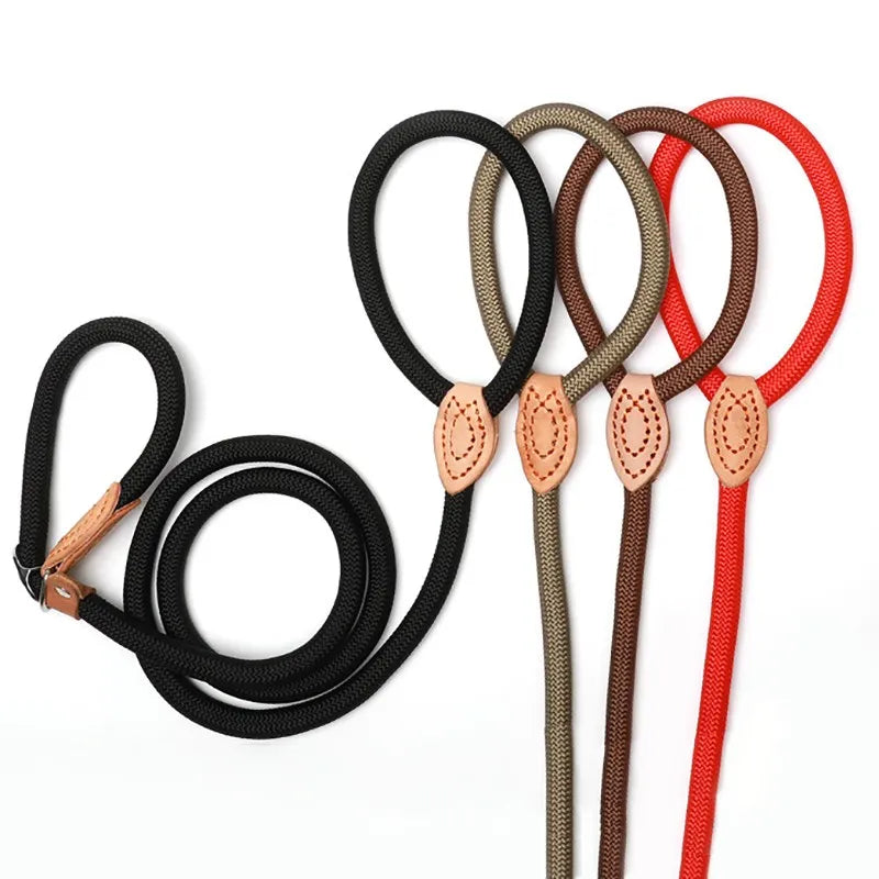 Heavy Duty Braided Rope Dog Leash - Slip Lead with Adjustable Loop Collar, Ideal for Training Medium and Large Dogs
