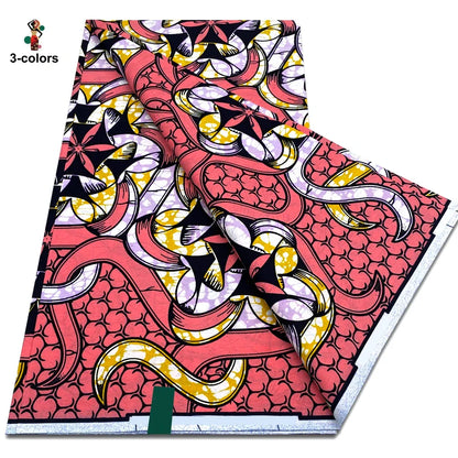 African Ankara Wax Fabric - 100% Cotton Soft Pink Pagne Fashion Print