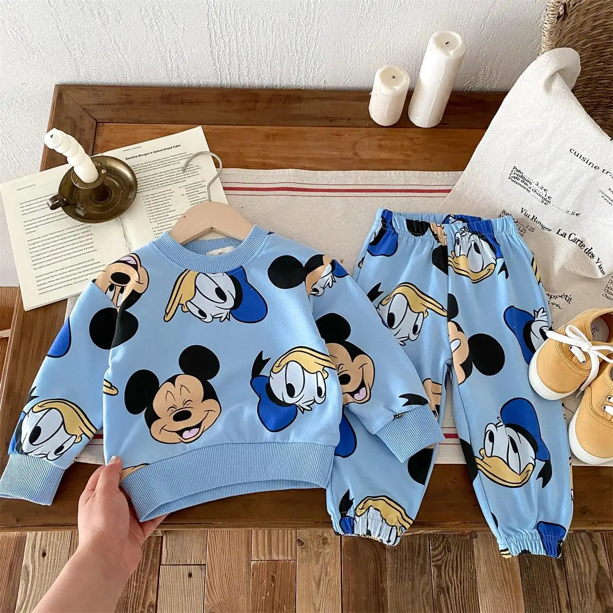 Mickey Mouse Kids Clothing Set – Autumn/Winter Sweatshirt & Long Pants, Boys & Girls Two-Piece Sportswear