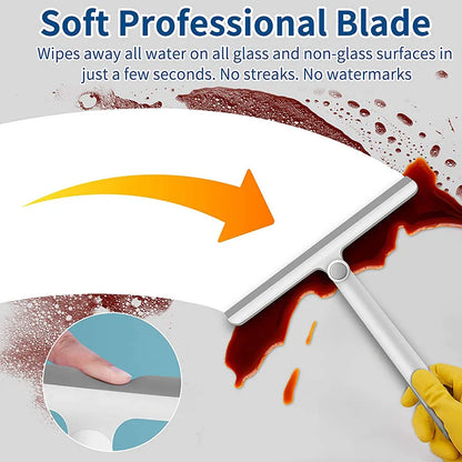 360° Rotatable Shower Squeegee - Glass Wiper Scraper Cleaner with Silicone Holder for Bathroom Mirror Cleaning