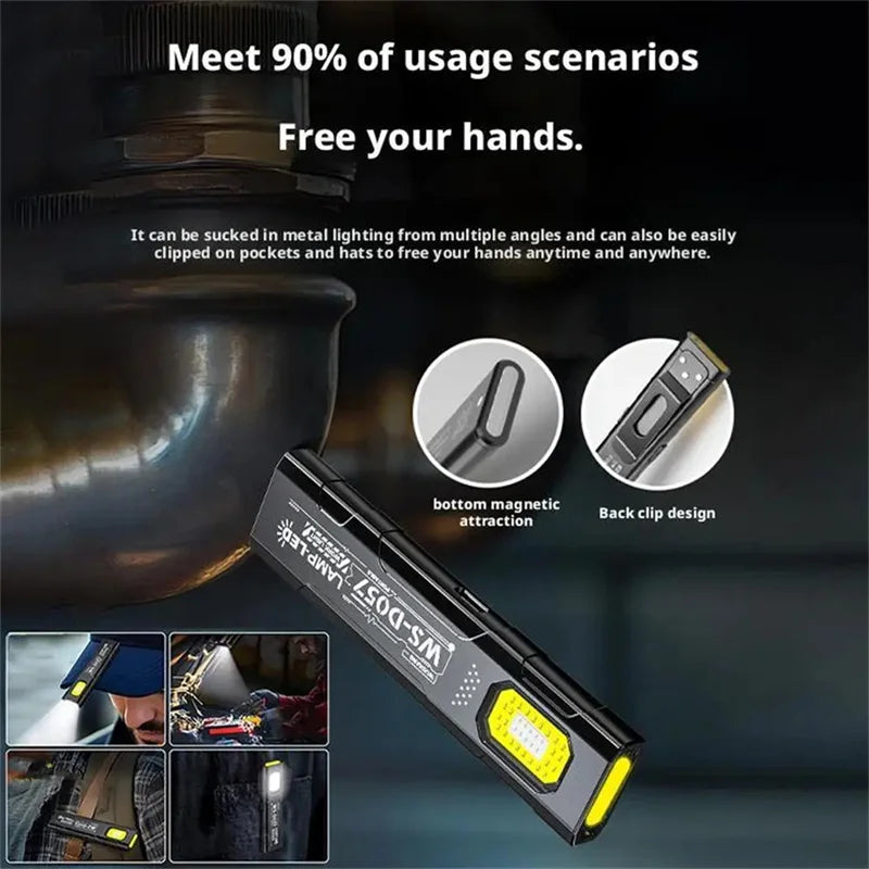 LED USB Rechargeable Keychain Flashlight – Mini COB Torch EDC Pocket Lantern with Magnet