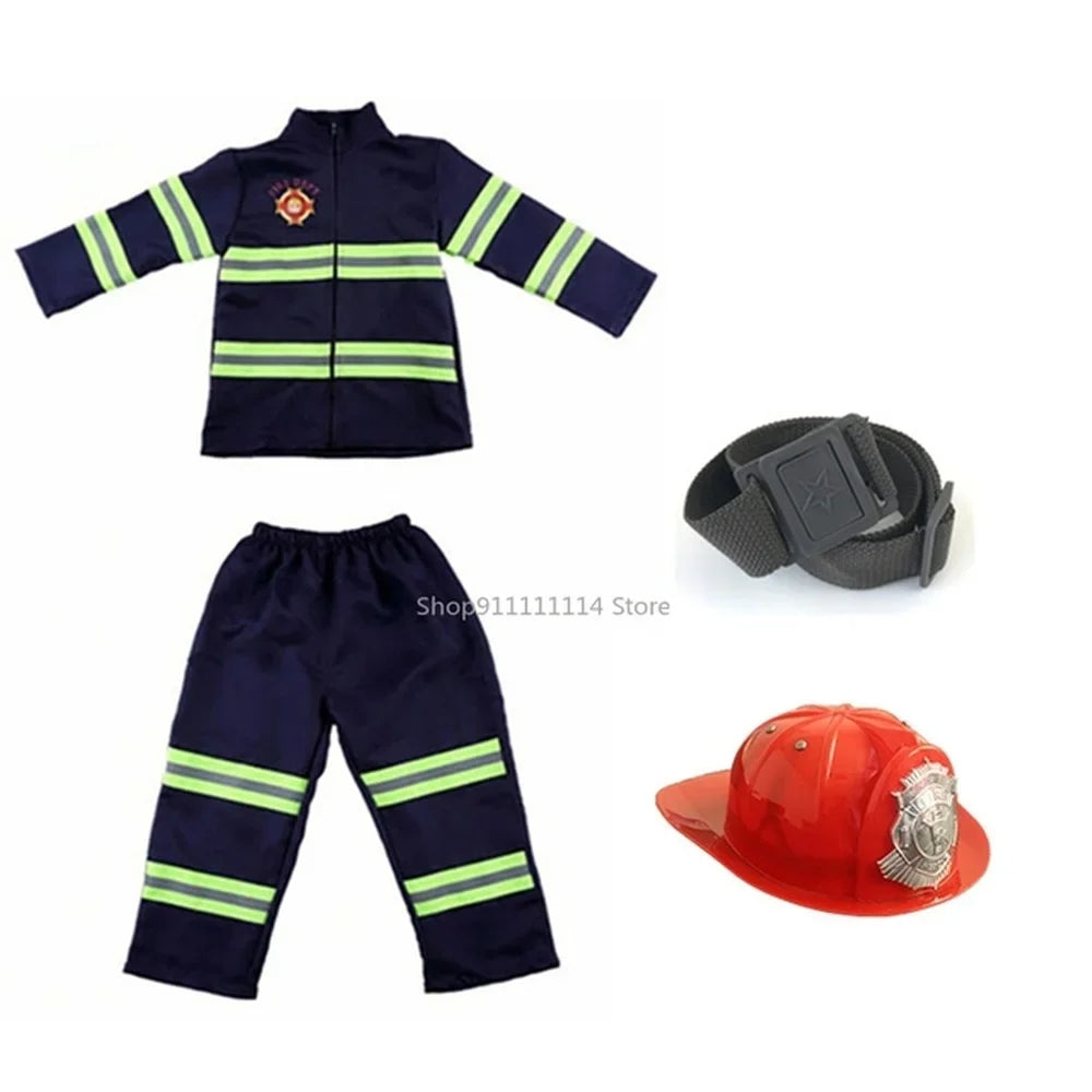 Kids Firefighter Costume – Halloween Sam Fireman Uniform Role Play Outfit for Boys Party & Cosplay Gift