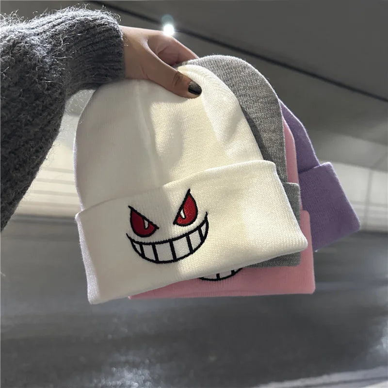 Anime Embroidered Knitted Cap - Unisex Cartoon Hat for Adults & Kids, Halloween Cosplay & Christmas Gift