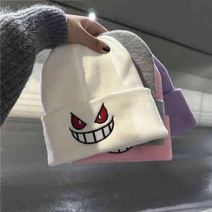 Anime Embroidered Knitted Cap - Unisex Cartoon Hat for Adults & Kids, Halloween Cosplay & Christmas Gift