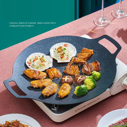 GIANXI Korean Round Non-Stick Grill Pan - Outdoor Travel Camping Frying Pan for Barbecue, BBQ Accessories