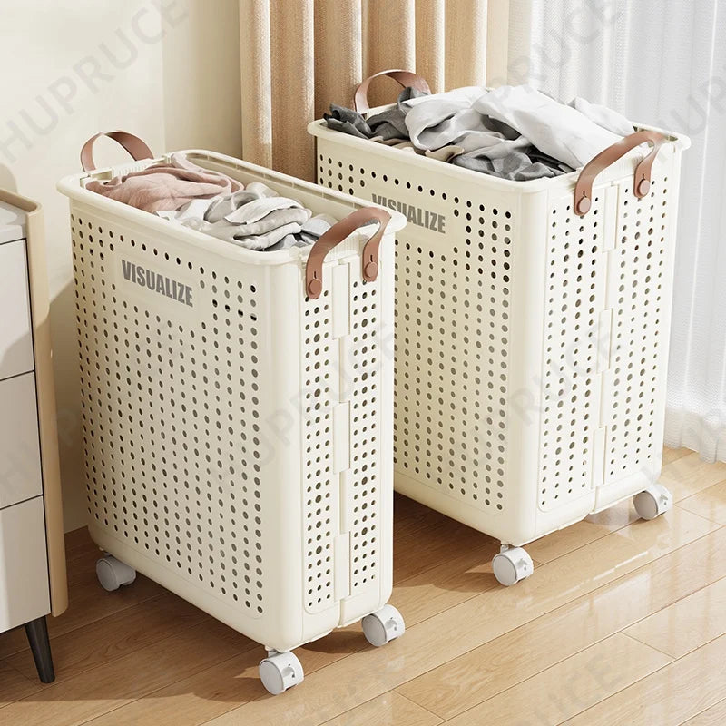 Foldable Laundry Hamper with Wheels — Portable Clothes Basket for Washing & Storage