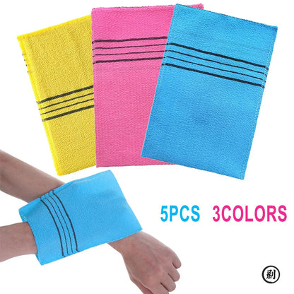 5-Piece Exfoliating Bath Pad Set — Soft Korean & Italian Style Washcloths for Body Scrub, Shower, and Spa Use