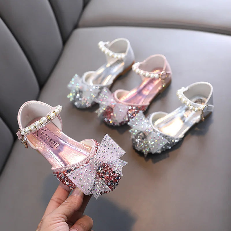 Summer Princess Girls Sandals - Sequin Rhinestone Bow Shoes for Baby Girls & Toddlers