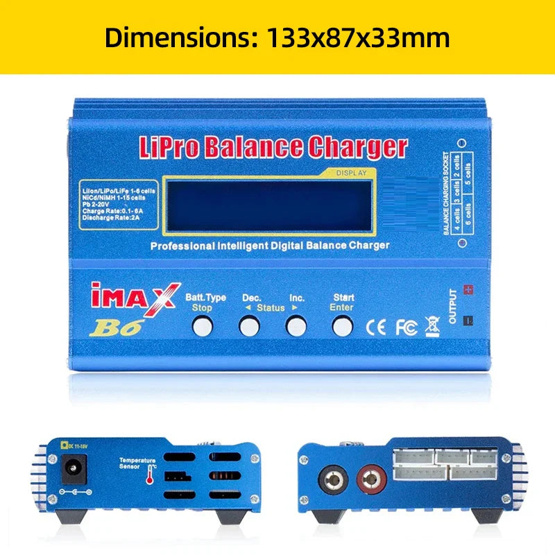 iMAX B6 80W Battery Charger – Digital Lipo, NiMh, Li-ion, Ni-Cd Balance Charger/Discharger for 1-6S RC, FPV, Airplane, Drone, Car