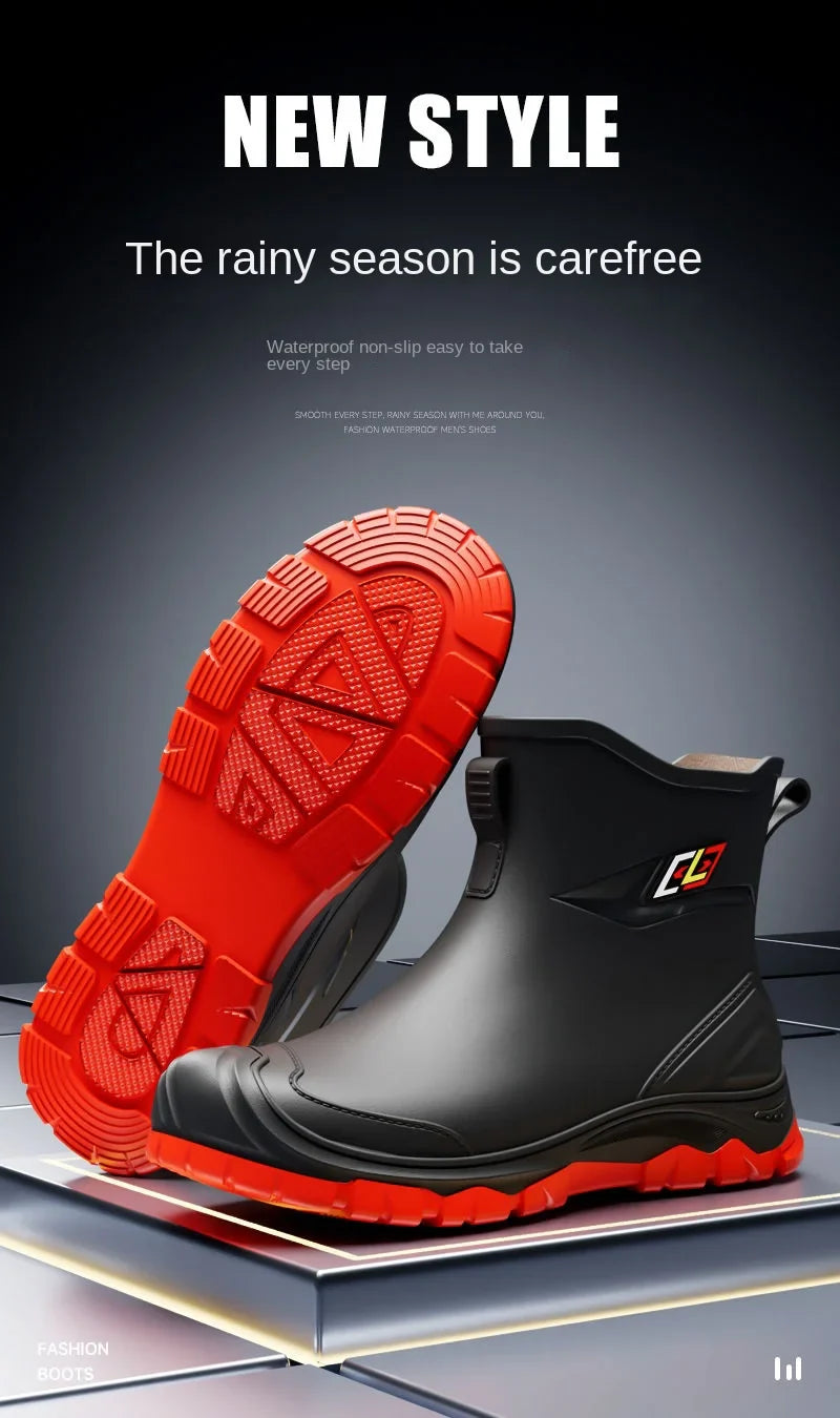 2024 Men's Waterproof Water Boots — Non-Slip Rubber Work Shoes for Outdoor Rain, Camping & Fishing