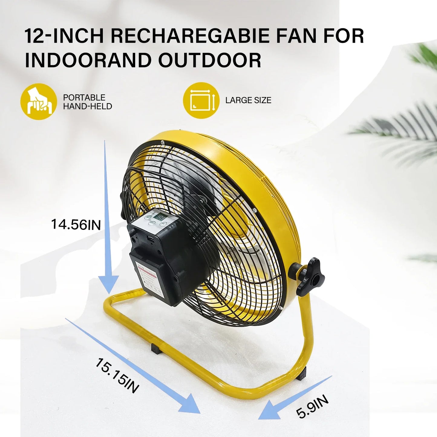 214-Inch Portable Rechargeable Table Fan – Solar & AC Powered Dual Input for Home, Camping & Fishing