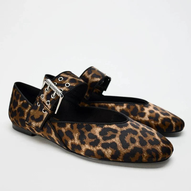 2024 Women’s Flats – Autumn Pointed Toe Loafers & Ballerinas, Retro Leopard Print Dress Shoes for Fall (Zapatos De Mujer)