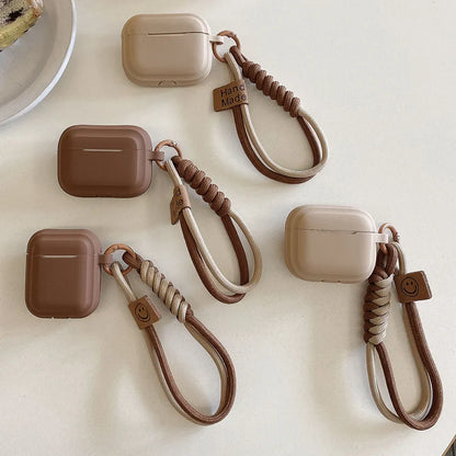 Caramel Soft Silicone Earphone Case with Bracelet — Fall Prevention Cover for AirPods 2, 3, Pro 2 Bluetooth Charging Box