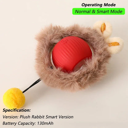 Cat Interactive Ball Toy – Automatic Rolling Ball with Tail, Rechargeable Smart Pet Toy, Intelligent Mouse for Cats