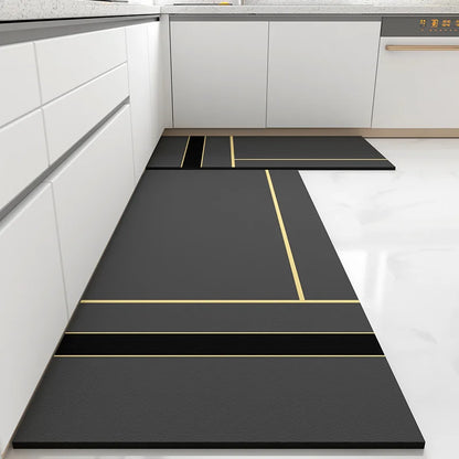 Luxury PVC Leather Kitchen Mat – Waterproof, Non-Slip, Washable Floor Rug for Home Decoration