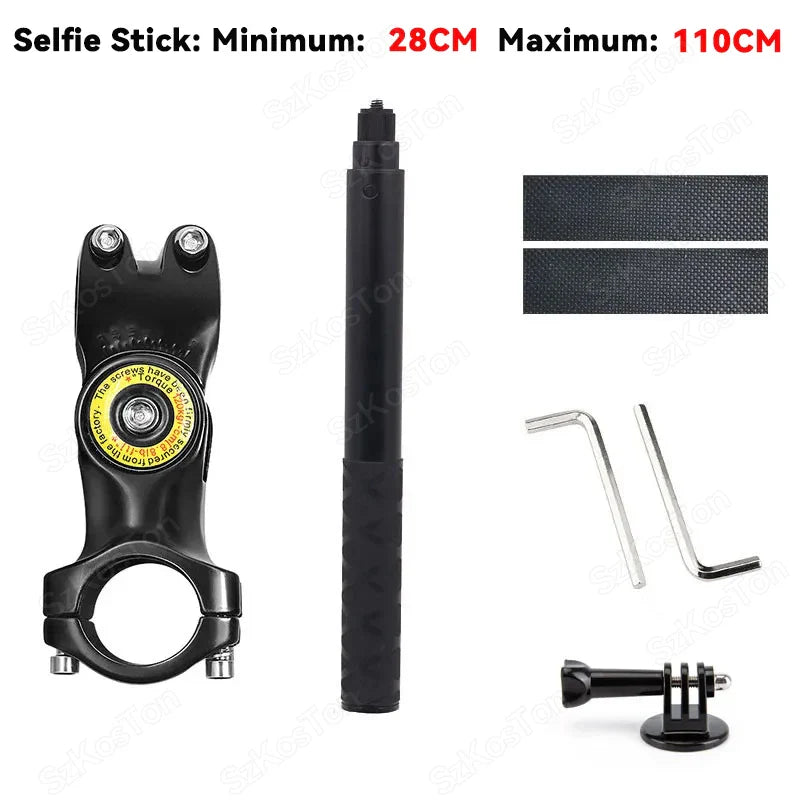 Motorcycle & Bicycle Selfie Stick Mount – Handlebar Bracket for Insta360 X5/X4/X3 & GoPro Hero 13-8