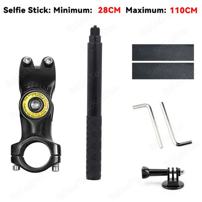 Motorcycle & Bicycle Selfie Stick Monopod – Handlebar Mount Bracket for Insta360 X5/X3/X4, GoPro Hero 8–13, DJI Accessories