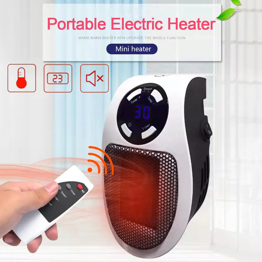 Winter Bliss: Portable Wall Plug-in Heater - 500W of Cozy Radiance with Remote Control Magic!