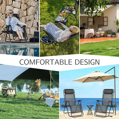 Zero Gravity Recliner Chairs Set of 2 — Portable Adjustable Outdoor Camping Patio Lounge with Cup Holders & Pillows