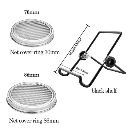 Seed Sprouting Kit - Mason Jar Germination Lids with Stainless Steel Strainer Screen & Sprouter Stand for Fresh Sprouts