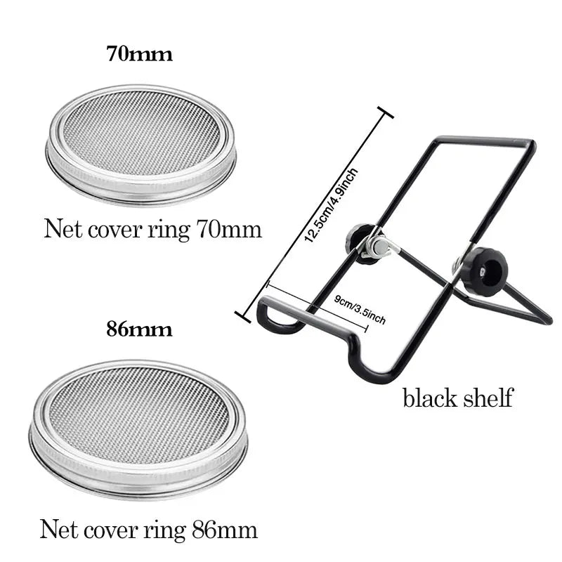 Seed Sprouting Kit - Stainless Steel Strainer Lid & Germination Stand for Mason Jar Growing