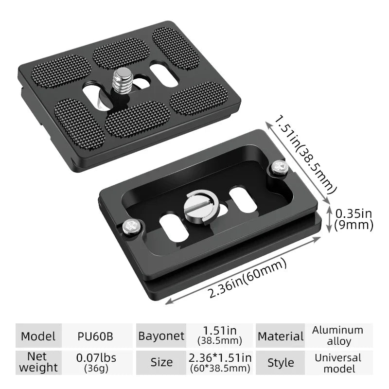 BEXIN Universal Aluminum Alloy Quick Release Plate – 1/4" Screw Tripod Mount Adapter for Arca Swiss & Benro Ball Head Cameras