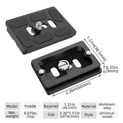 BEXIN Universal Aluminum Alloy Quick Release Plate – 1/4" Screw Tripod Mount Adapter for Arca Swiss & Benro Ball Head Cameras