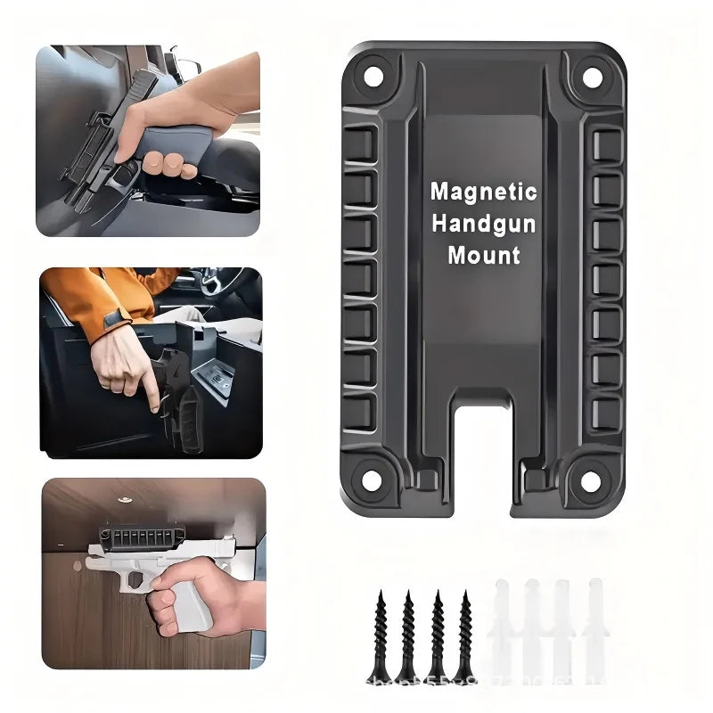 Magnetic Concealed Gun Mount – Pistol & Handgun Holder for Car, Bedside, Glock, Taurus, 1911