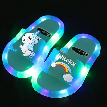 Cartoon Animal Kids’ Slippers - Cute Light-Up Unicorn Shoes for Boys & Girls, Toddler Indoor Bathroom Slippers