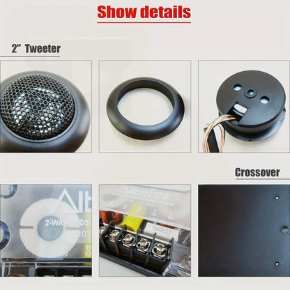 Universal 6.5-Inch Car Coaxial Speakers 440W - 2-Way Audio Upgrade Kit with Passive Crossover
