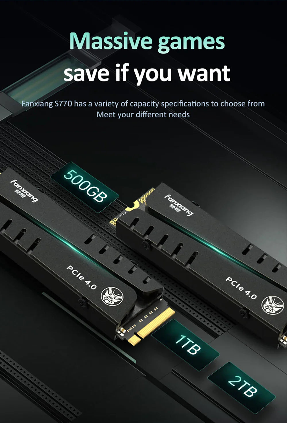 Fanxiang S660/S770/S880 NVMe M.2 PCIe 4.0x4 SSD – 1TB, 2TB, 4TB Internal Solid State Drive for PS5 & Desktop