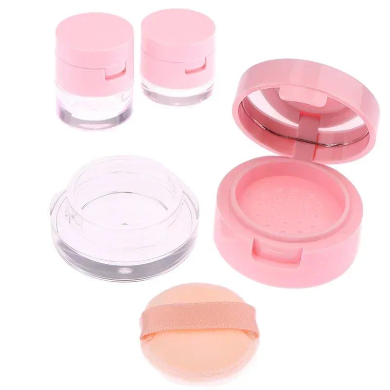 Portable Mini Loose Powder Container 3g/5g – Empty Cosmetic Jar with Sieve & Mirror Travel Makeup Case