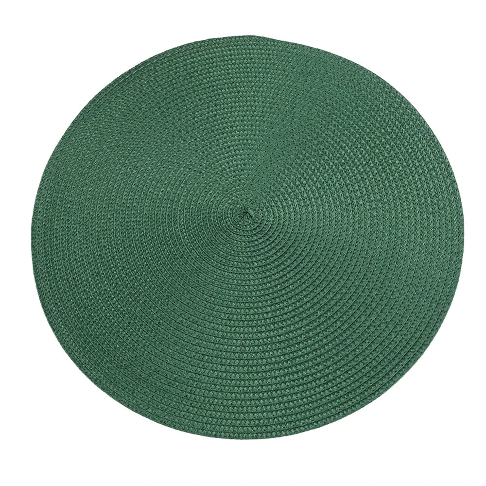 38cm Round Braided Tableware Mat – Washable, Anti-Slip, Heat-Resistant Dining Placemat and Drink Coaster for Home Decor
