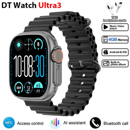 2025 DT Ultra 3 Pro Smartwatch – NFC, Bluetooth Call, Music & Video, Waterproof for Android & iOS, 32GB