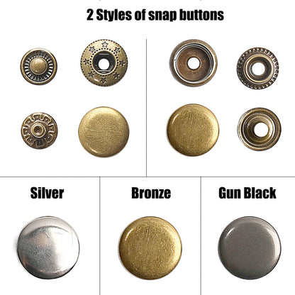 10mm, 12.5mm & 15mm Stainless Steel Snap Fasteners – Sewing Buttons for Clothing, Jackets & Leather Crafts