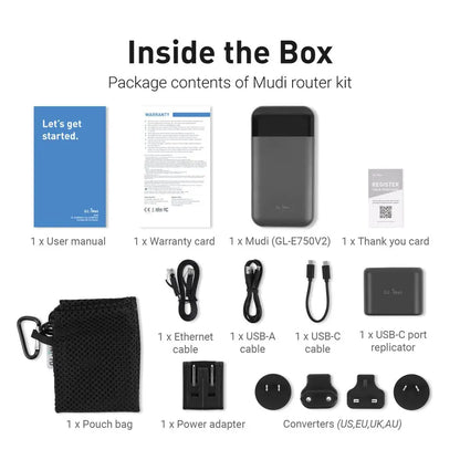 GL.iNet MUDI V2 (GL-E750V2) — 750Mbps 4G LTE Router with 1TB MicroSD Support and OpenWrt