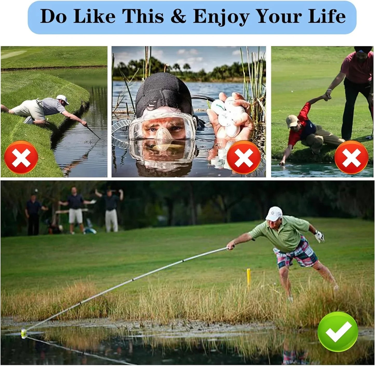Golf Ball Retriever for Water – Telescopic Portable Picker with Automatic Locking Scoop