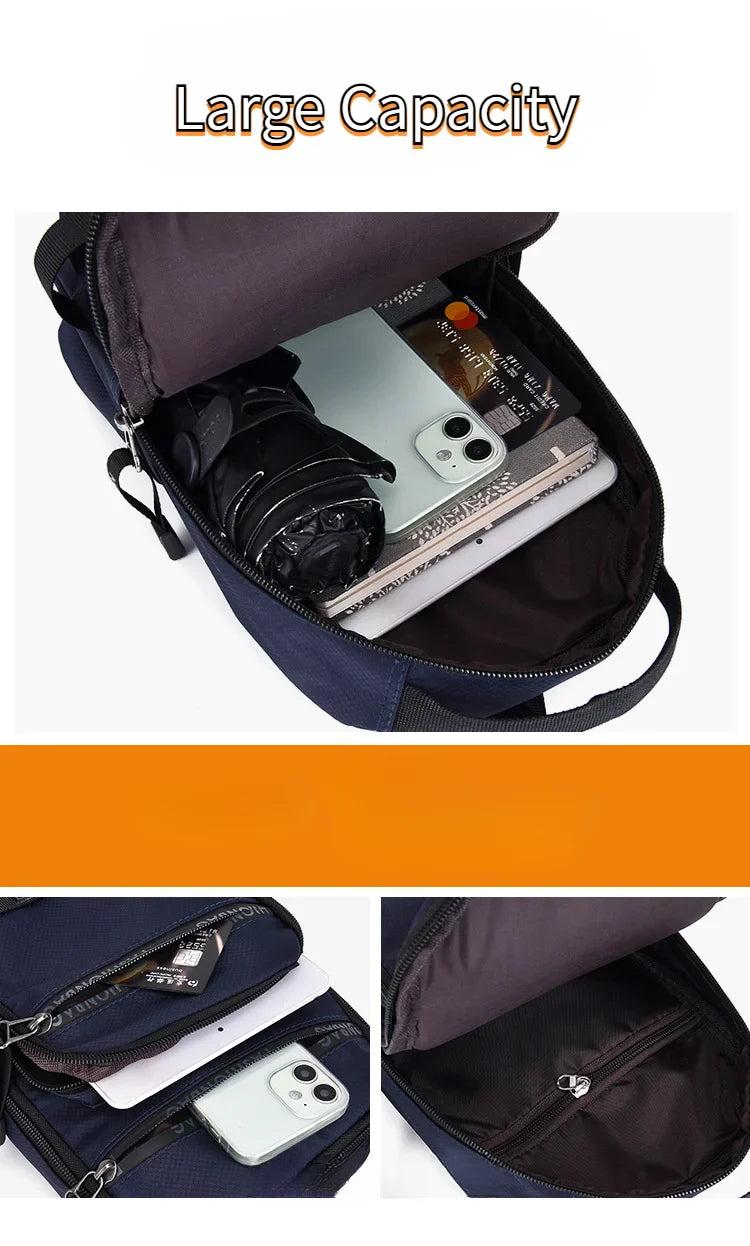 Men’s Chest Bag – Large Capacity Lightweight Nylon Crossbody Shoulder Backpack for Travel, Korean Style