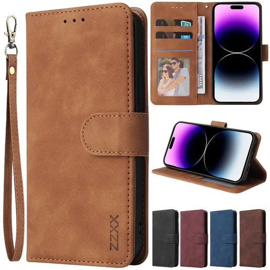 ZZXX Leather Wallet Case for iPhone 16e–6s Plus – Flip Cover with Card Holder & Protective Stand Design