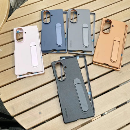 Luxury Leather Kindsuit Phone Case for Samsung Galaxy Z Fold 7 5G – Soft Touch Full-Body Protective Cover with Stand