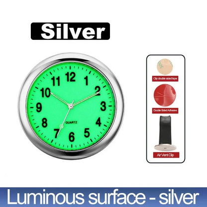 Luminous Stick-On Car Clock – Mini Quartz Digital Dashboard Watch, Glow-in-the-Dark Auto Interior Time Ornament & Car Accessory Gift