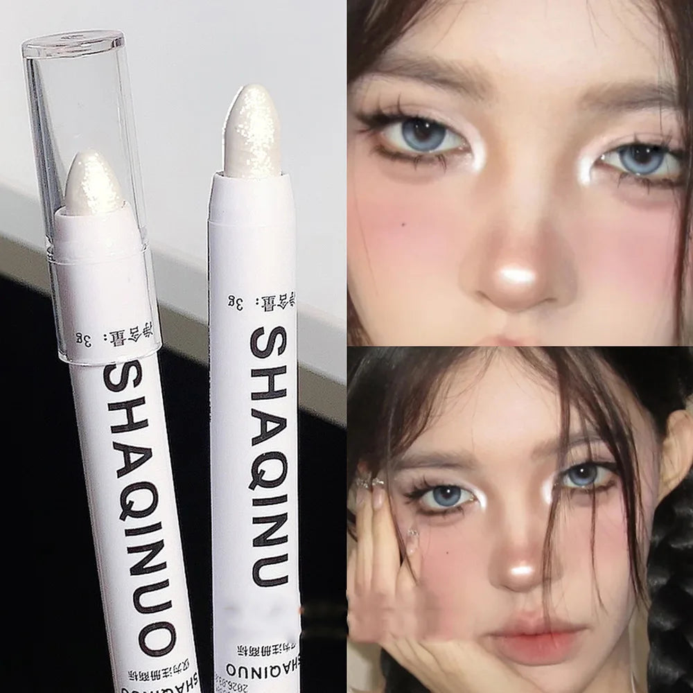 Matte Eyeshadow Stick & White Eyeliner - Shimmer Silver Highlighter Pen
