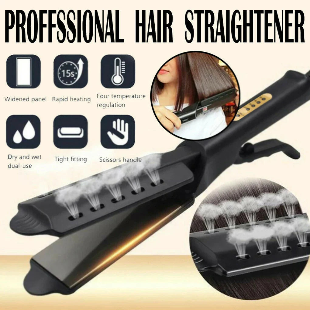 Hair Straightener with Four-gear Temperature, Ceramic Tourmaline Ionic Flat Iron for Women, Wide Panel Design