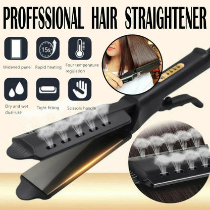 Hair Straightener with Four-gear Temperature, Ceramic Tourmaline Ionic Flat Iron for Women, Wide Panel Design