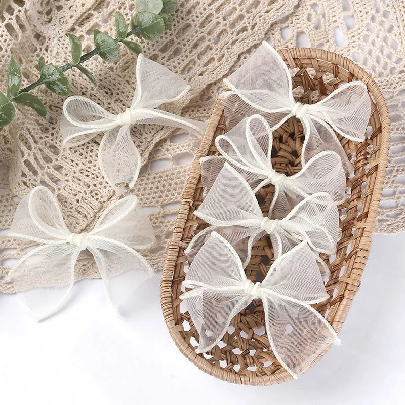 6Pcs White Lace Bow Hair Clips for Baby Girls – Lovely Bowknot Hairpins, Barrettes, Kids Hairgrips, Korean Headwear Accessories