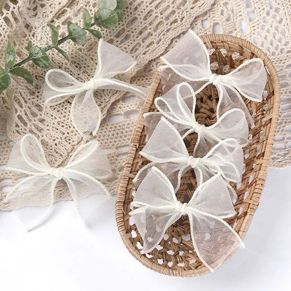 6Pcs White Lace Bow Hair Clips for Baby Girls – Lovely Bowknot Hairpins, Barrettes, Kids Hairgrips, Korean Headwear Accessories